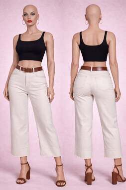 ANA A New Approach Wide Leg Crop Jeans Size 14 Cream Raw Hem NWOT